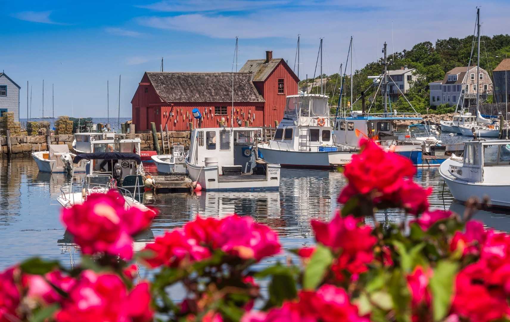 Hafen mit Fischerbooten in New England