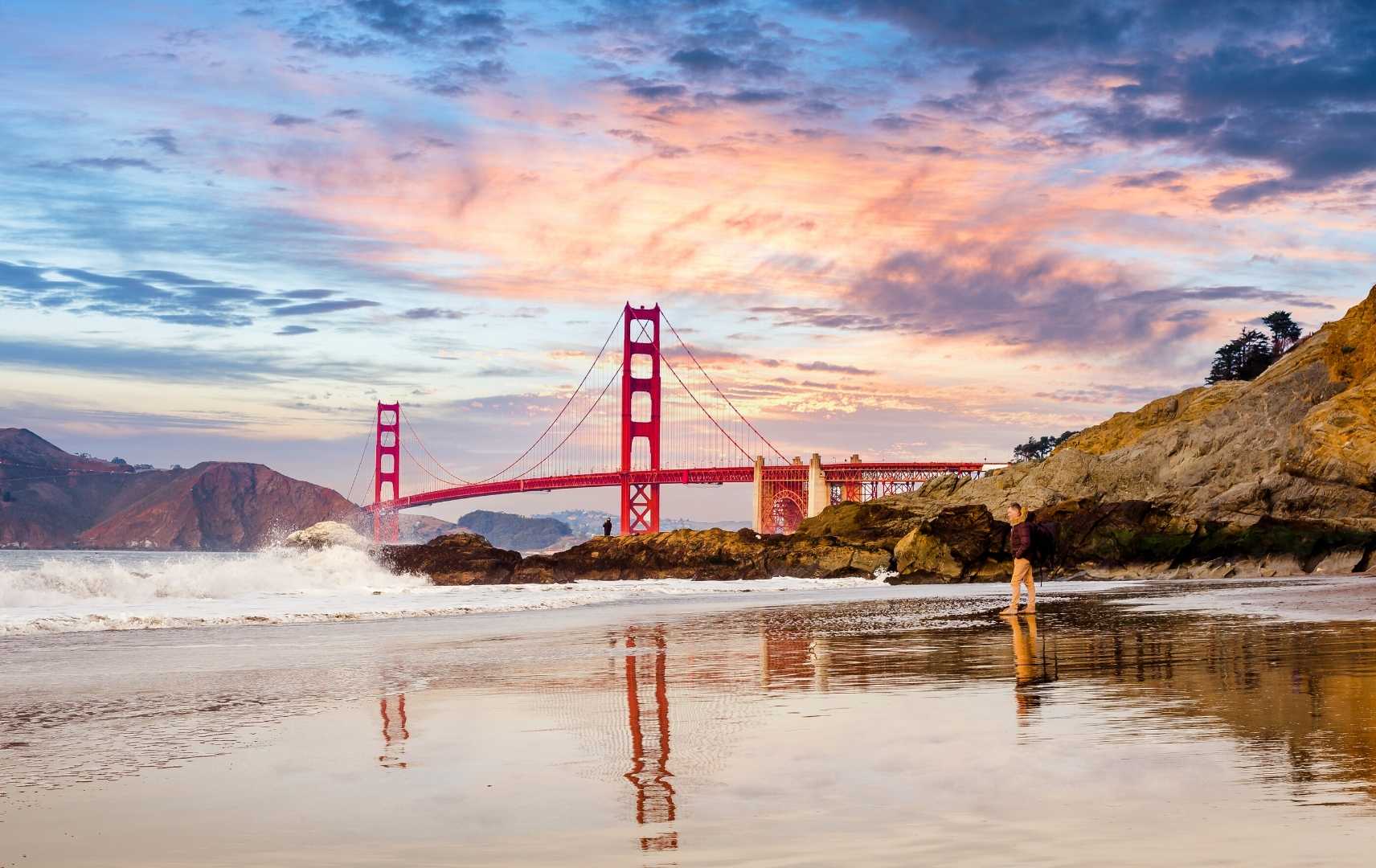 Sonnenuntergang an der Golden Gate Bridge in San Francisco