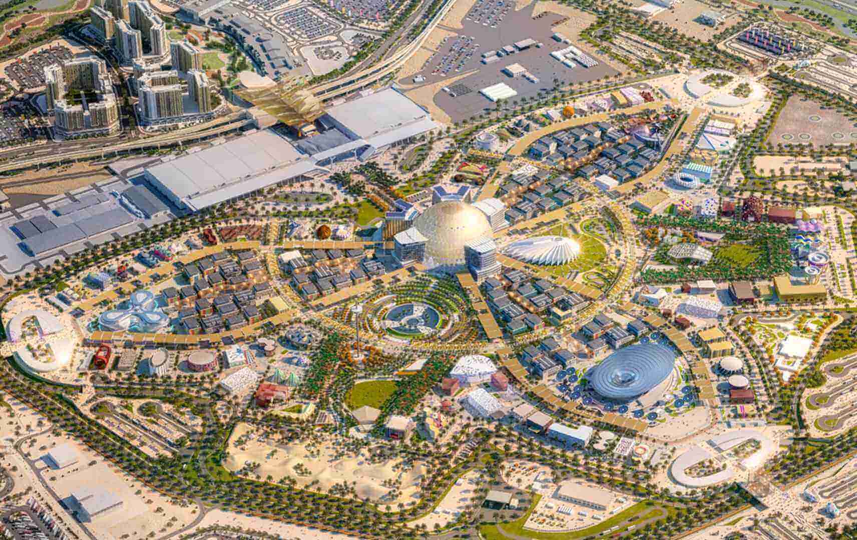 EXPO 2020 Gelände in Dubai von oben - Gebeco