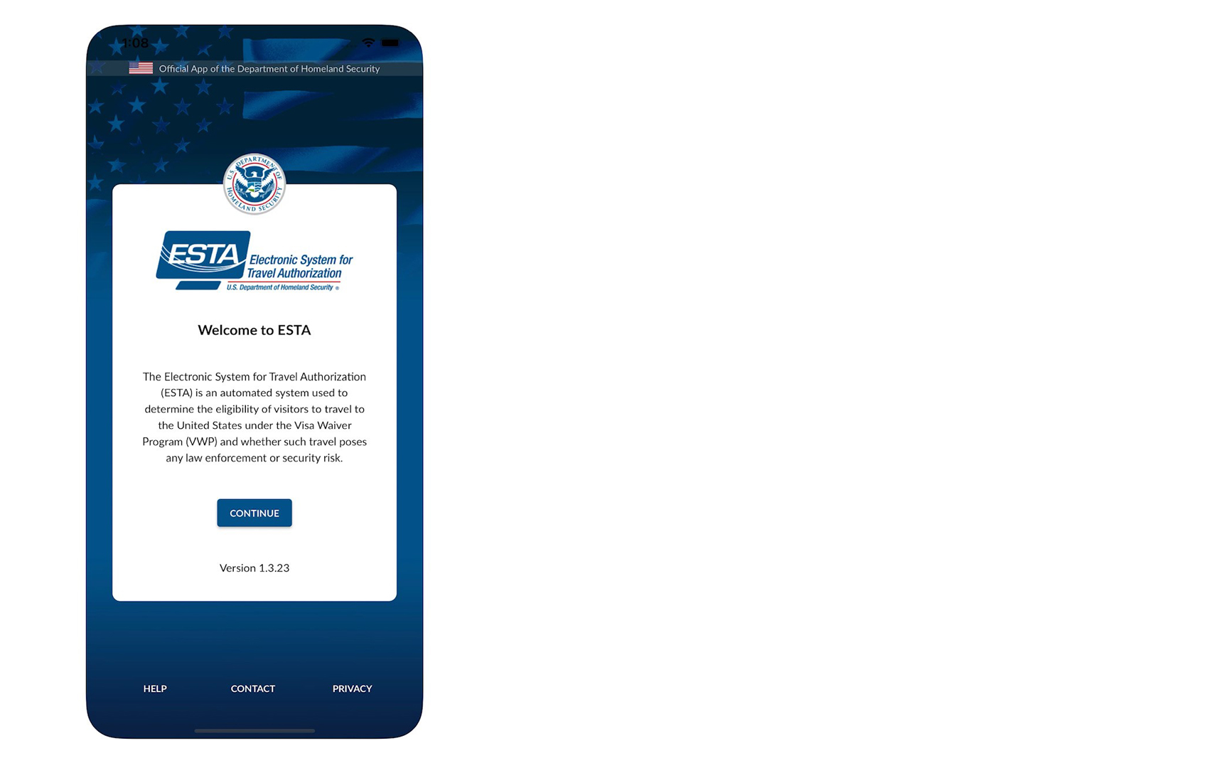 Screenshot Startseite ESTA Mobile App